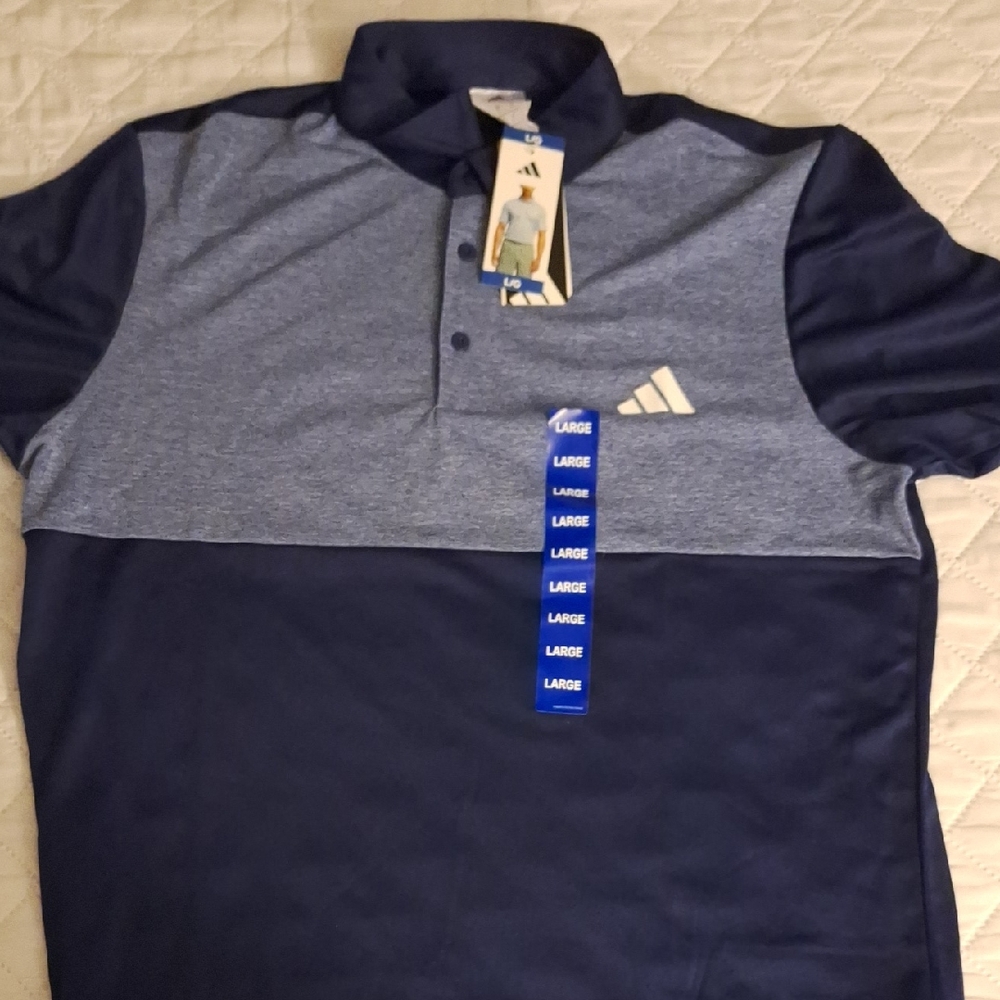 Adidas Men's Polo Shirt in Navy and Gray